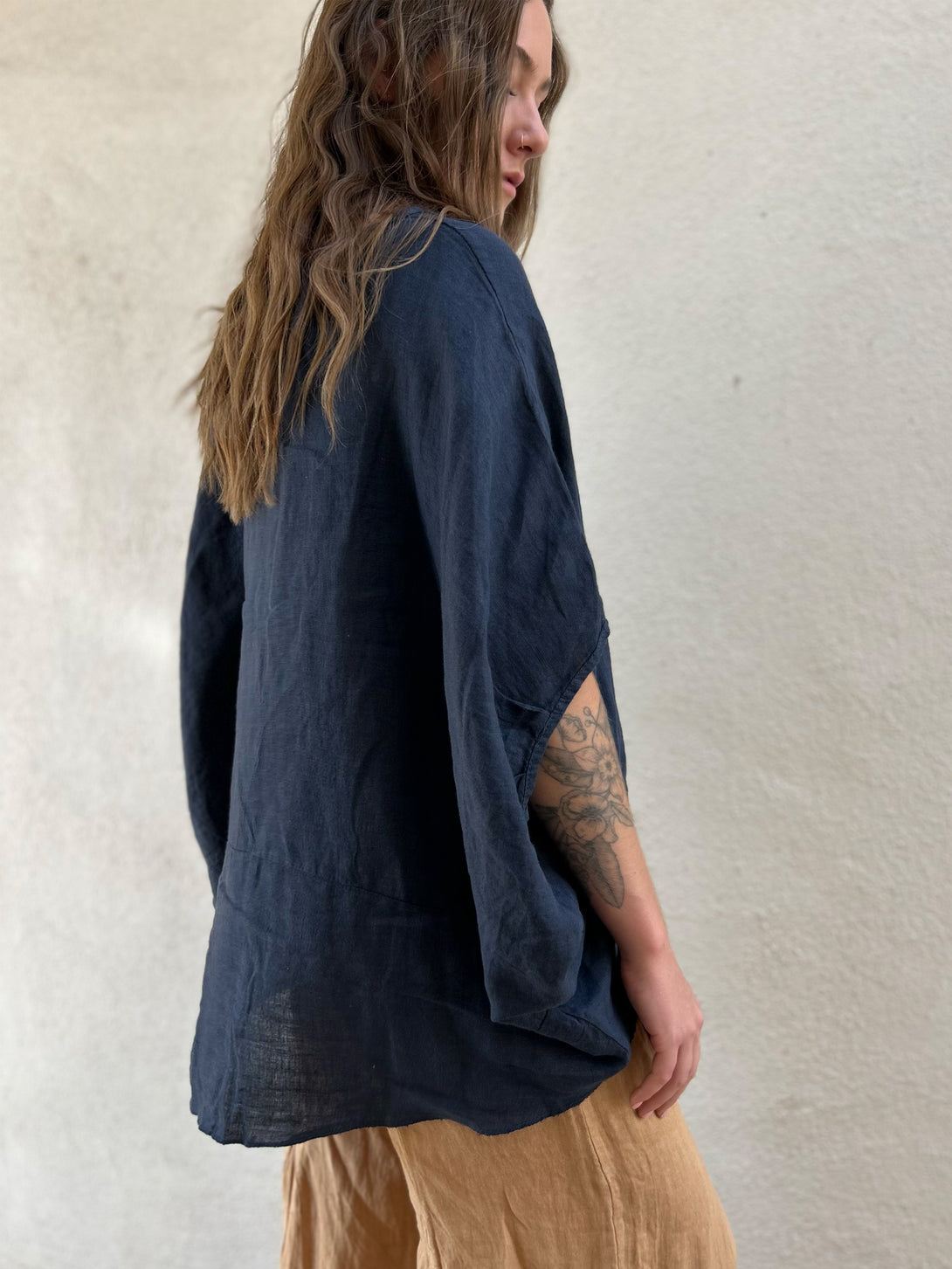 Conscious Coterie Felice Top in Navy on model back view