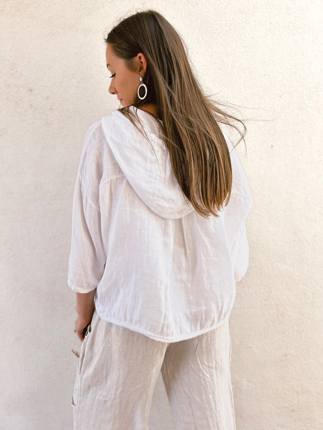 Conscious Coterie Jade Jacket in White on model back view