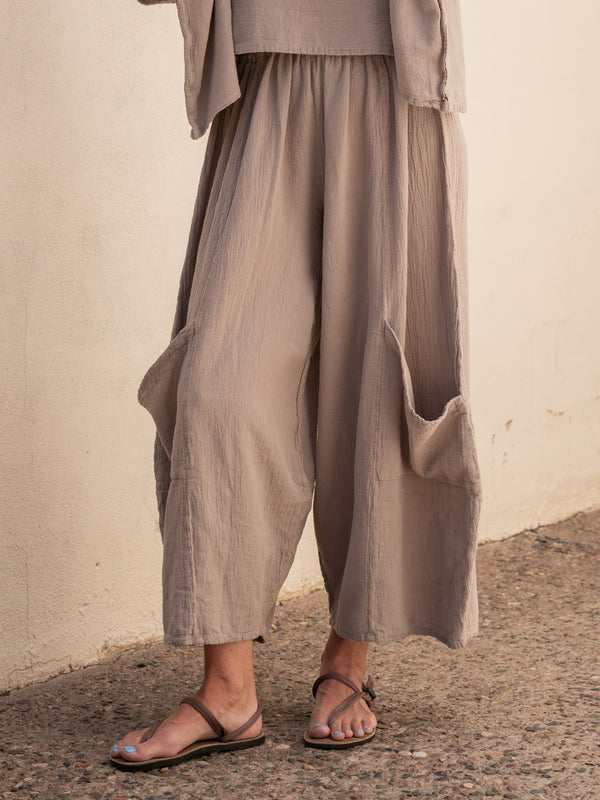 Conscious Coterie Lucy Cotton Pant in Taupe on model front view
