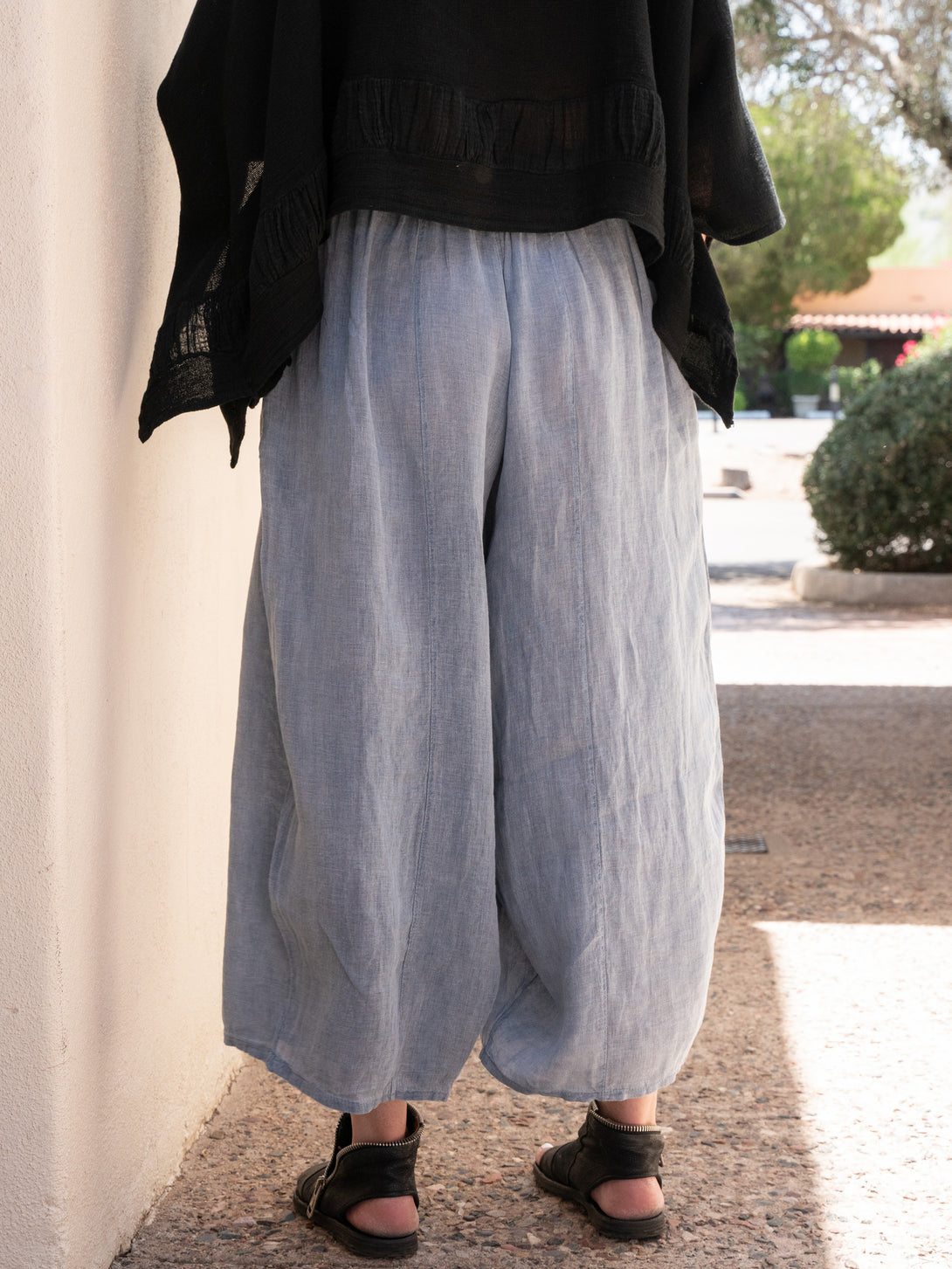 Conscious Coterie Mel Linen Pant in Navy on model back view