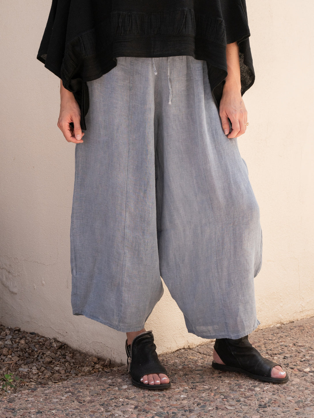 Conscious Coterie Mel Linen Pant in Navy on model front view