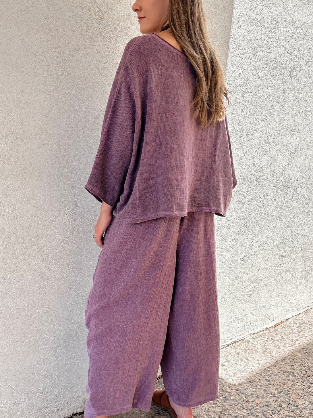 Conscious Coterie Michelle Pant in Plum on model back view