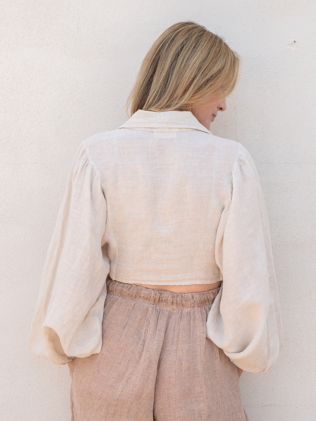 Conscious Coterie Miley Top in Beige on model back view