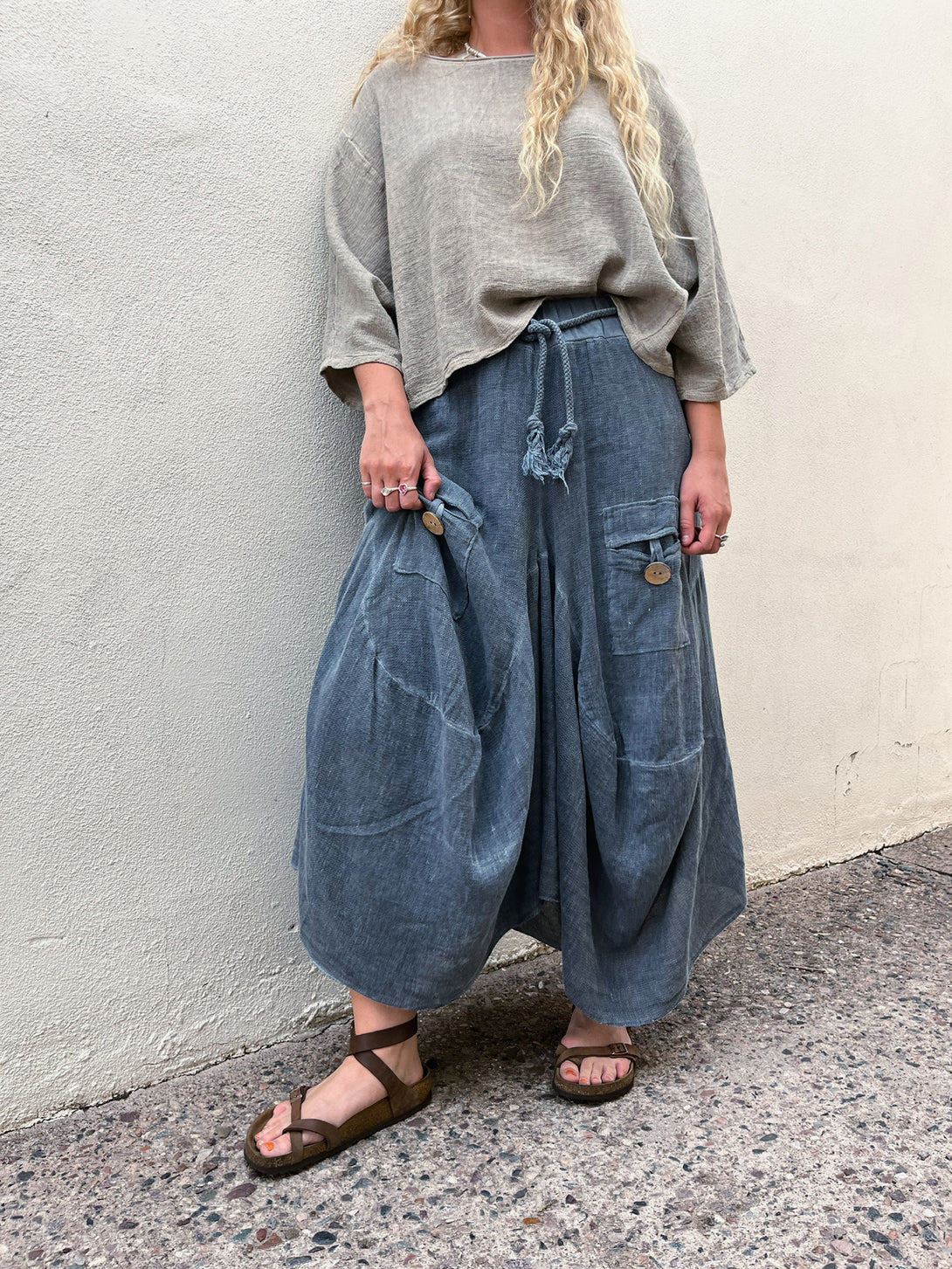 Conscious Coterie Quincy Skirt in Navy on model front view