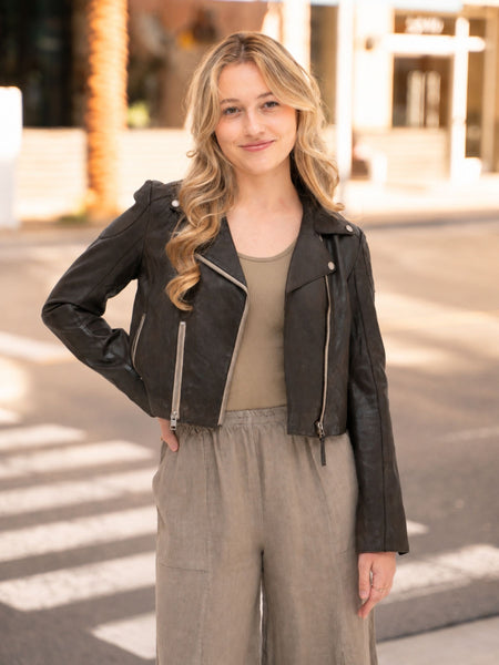 Reanon Leather Jacket in 100% Brown Lamb Leather – Conscious Coterie