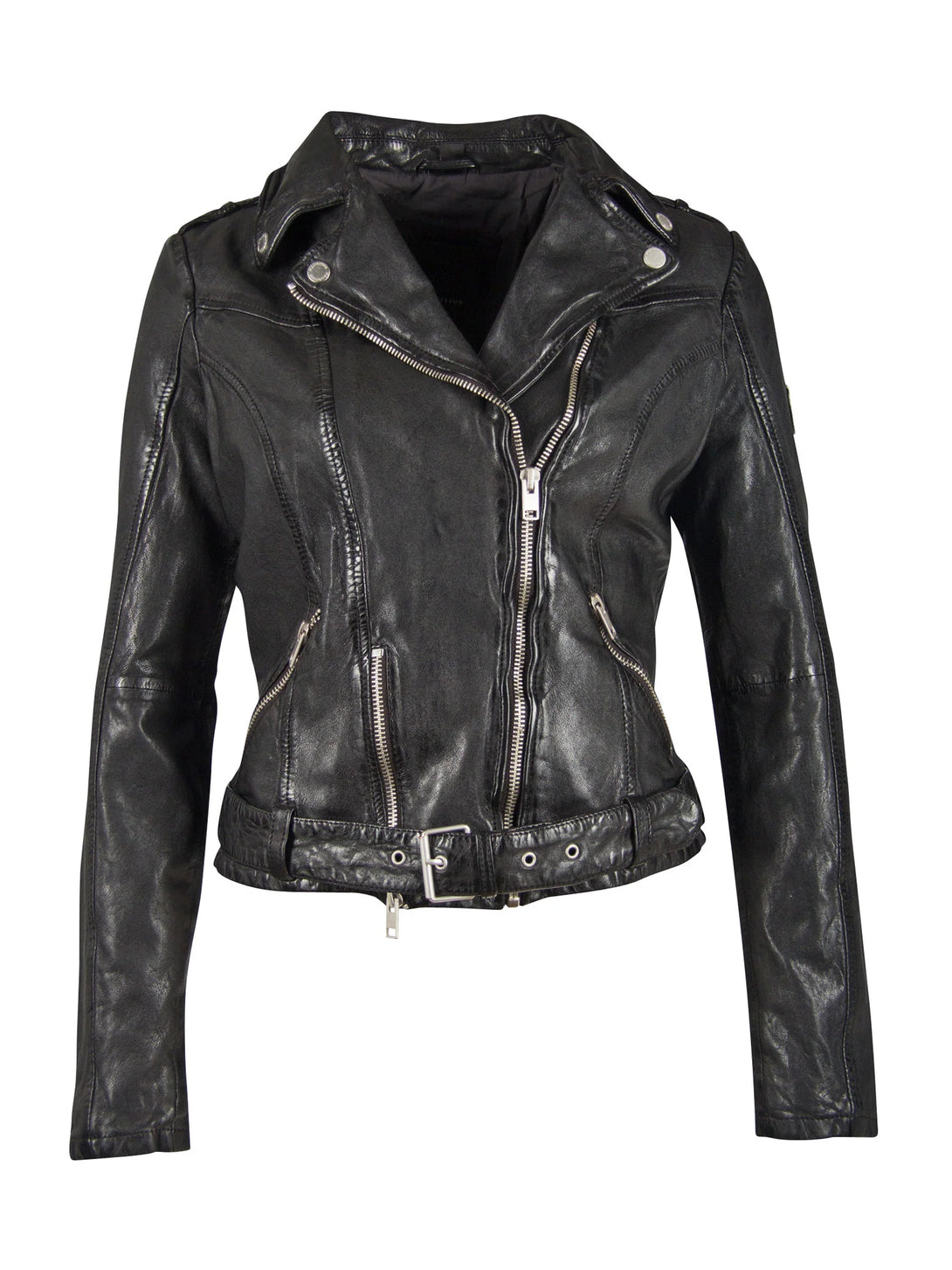 Conscious Coterie Wild Leather Jacket in black on mannequin front view