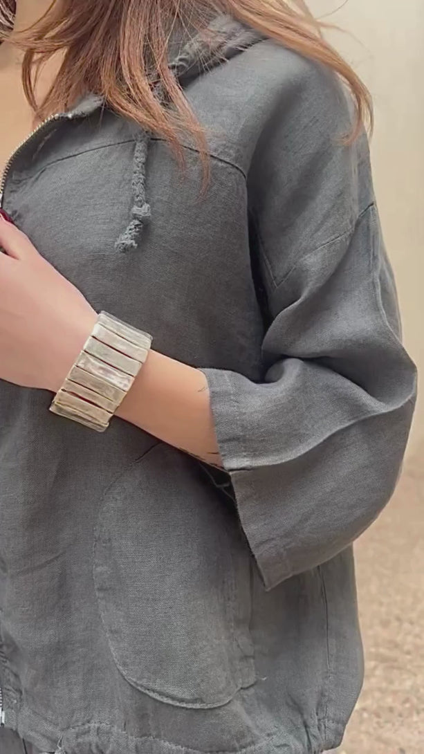Conscious Coterie Jade Jacket Charcoal video of jacket on model showing all angles of jacket