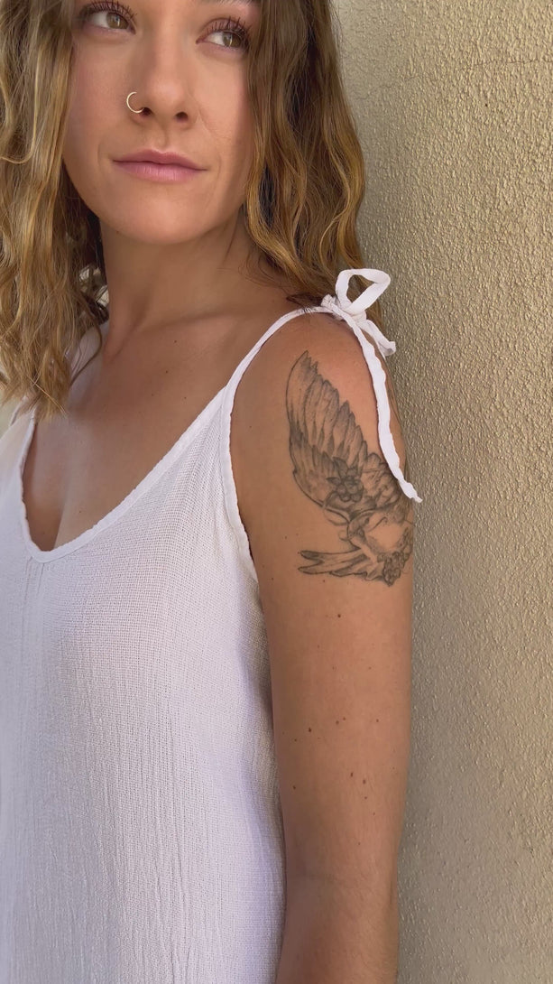 Conscious Coterie Lola Linen Dress in white on model product video