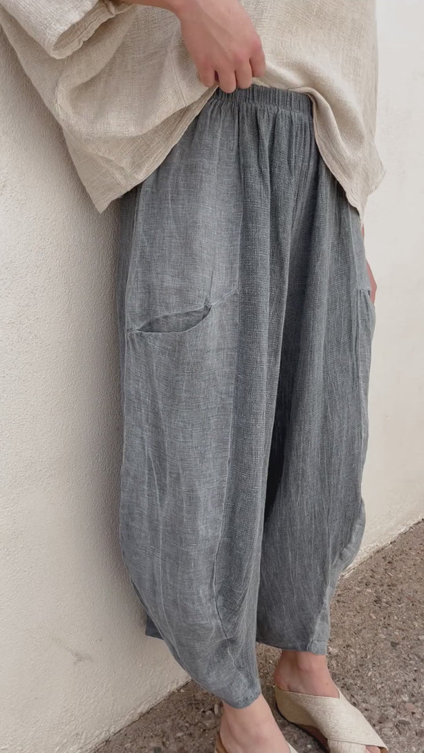 Product video of the Michelle Pant in navy by Conscious Coterie