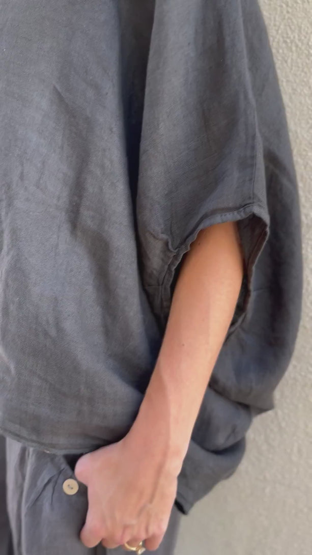 Product video of the Felice Top in charcoal by Conscious Coterie
