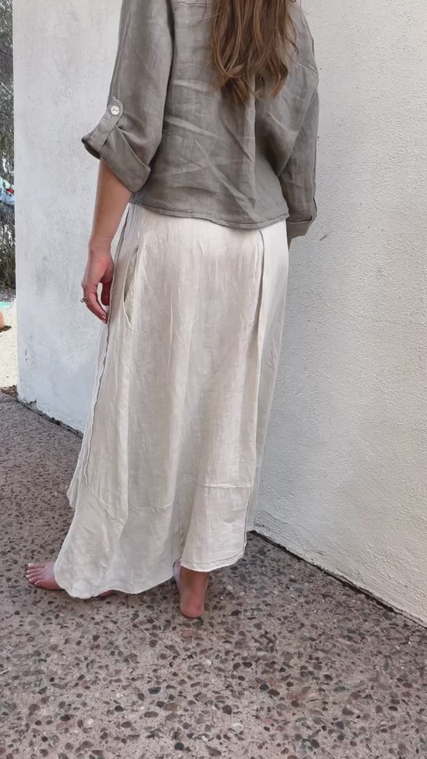Product video for the Dana Skirt in beige by Conscious Coterie