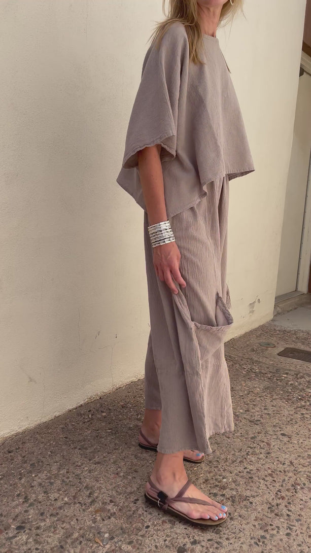 Conscious Coterie Carly Cotton Top in taupe on model product video