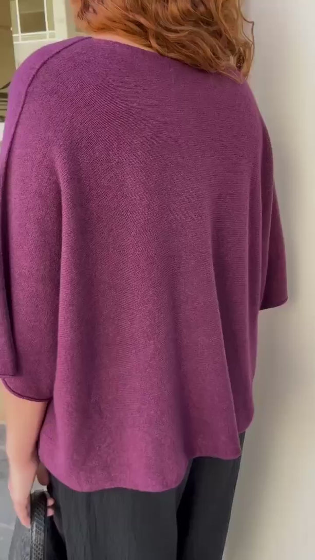 Conscious Coterie Katie Sweater in plum video of woman wearing the sweater