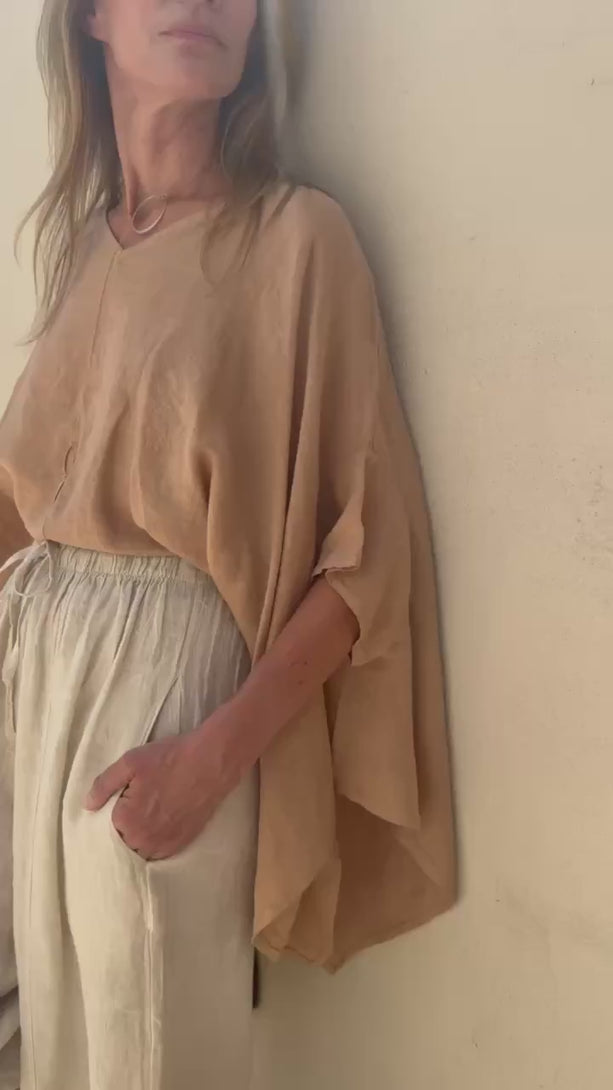 Conscious Coterie Brynn Linen Top in camel product video
